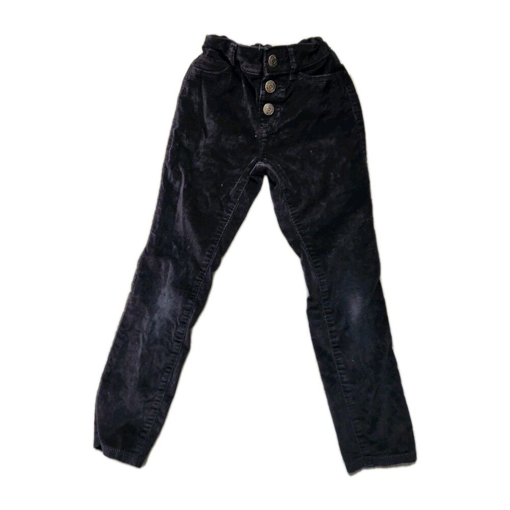 Jumping Beans Black Corduroy Jeggings Kids Sz 6 Adjustable Waist Stretch GUC